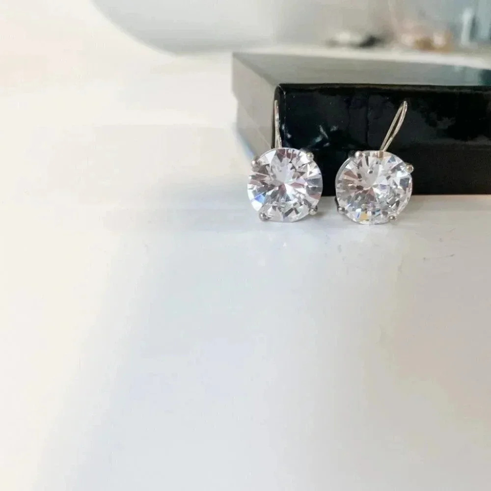 Big Bling Faux Diamond Earrings - Picture 2 of 12